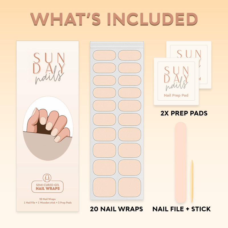 Blush Frost Semi Cured Gel Nail Sticker Kit